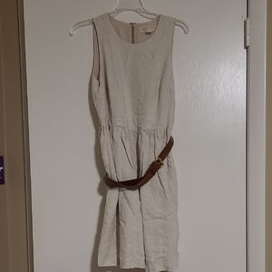 Michael Kors 100% Linen Elegant Beige Sleeveless Dress